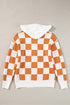 Lila Checkered Kangaroo Pocket Hooded Sweater